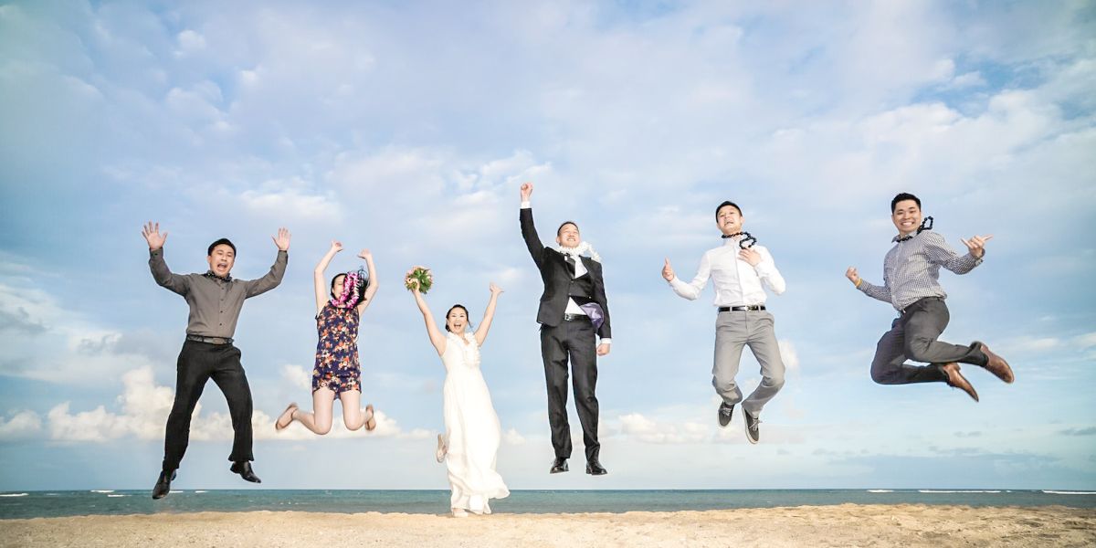 Jumping Wedding Party